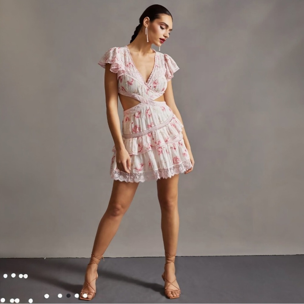 LoveShackFancy Audrina Cutout Ruffled Mini Dress - Picture 4 of 12